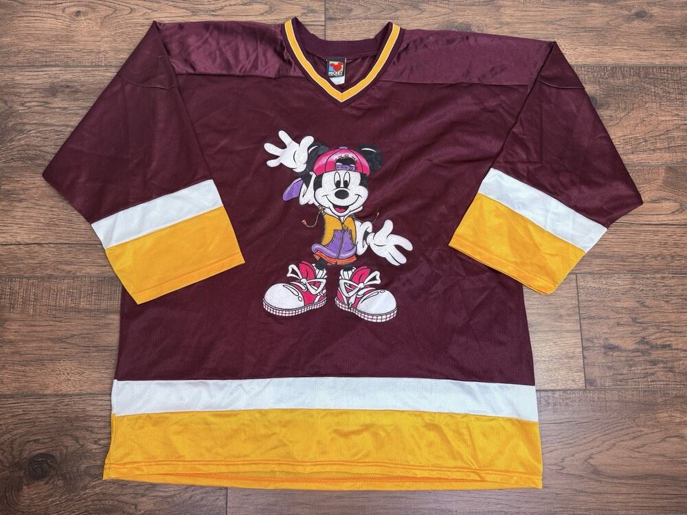 Vintage Mickey Unlimited Hockey Jersey Made In USA Sz XL 1990’s Hip Hop Mouse